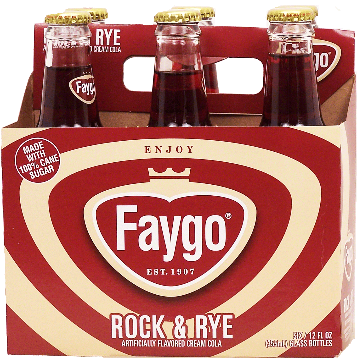 Faygo Rock & Rye flavored cream cola soda, made with 100% cane sugar, 12-fl. oz. Full-Size Picture